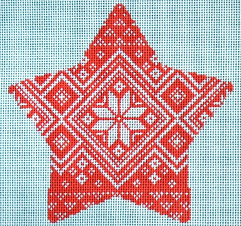 KB 393 Kirk And Bradley Designs  5.5" x 5" 18 Mesh Nordic Star Pattern Xmas Star
