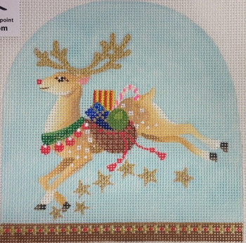 KB 403 Kirk And Bradley Designs  5" x 5.25" 18 Mesh Christmas Snowdome - Prancer