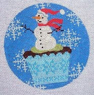 KB 259 Kirk And Bradley Designs 4" Round 18 Mesh Christmas Cupcake Snowman