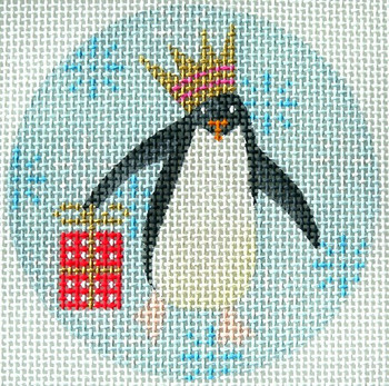 KB 313 Kirk And Bradley Designs 4" Round 13 Mesh Penguin Xmas Circle Red