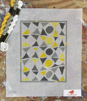 CS-001 Gray and Yellow  7″ x 9″  18 Mesh Little Bird Designs