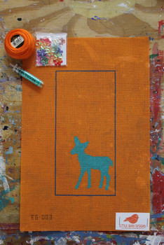 EG-003 Woodland Critter Deer Little Bird Designs 18 Mesh  3.5″ x 7″ Canvas Only