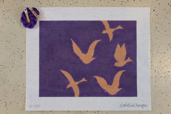 HB-005 Rose Gold Bird Silhouettes on Purple Little Bird Designs 12" x 15"  13 Mesh