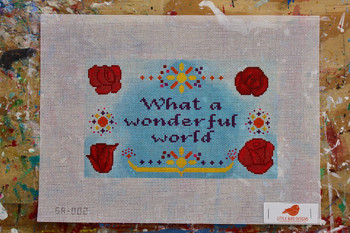 SA-002 What a wonderful World Little Bird Designs 13 Mesh 10″ x 6″