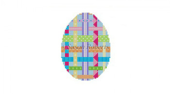 0447 Woven Ribbons Egg,  oval egg 18 Mesh 3" x 4" Susan Roberts Needlepoint 