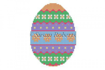 0484 Floral Bands, egg 18 Mesh 4" High Susan Roberts Needlepoint 