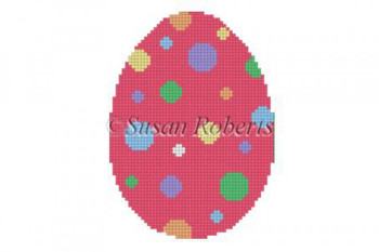 0483 Polka Dots, egg 18 Mesh 4" High Susan Roberts Needlepoint 