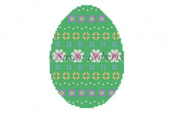 0482 Flower Stripes, egg 18 Mesh 4" High Susan Roberts Needlepoint 