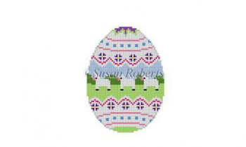 0471 Lamb Row, egg 18 Mesh 3" x 4" Susan Roberts Needlepoint 