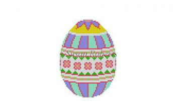 0461 Floral Stripe, pastel egg 18 Mesh 3" x 4" Susan Roberts Needlepoint 