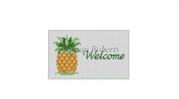0822 "Welcome" Pineapple, sign #13 Mesh 7 1/4" x 4 1/2" Susan Roberts Needlepoint 