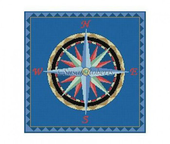 1035 Nautical Compass 13 Mesh 14" x 14¼"  Susan Roberts Needlepoint 