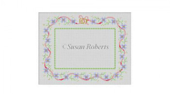0899 Ring Bearer Pillow, Flowers blue & pink 18 Mesh 9 1/4" x 7 1/4" Susan Roberts Needlepoint 