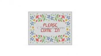0855p Floral "Please Come In"  13 Mesh Susan Roberts Needlepoint 