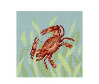 1069 Seaweed Crab 13 Mesh 13" x 13" Susan Roberts Needlepoint 