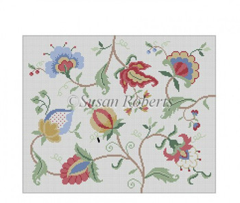 1050 Jacobean Susan Roberts Needlepoint 13 Mesh 15" x 11"