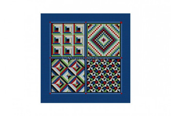 1447M Four Patch Sampler, quilt 13 mesh 10 x10 Susan Roberts Needlepoint 