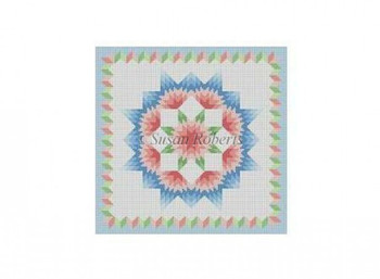 1615M Carnation Star, quilt, pastel 13 Mesh 10" x 10" Susan Roberts Needlepoint