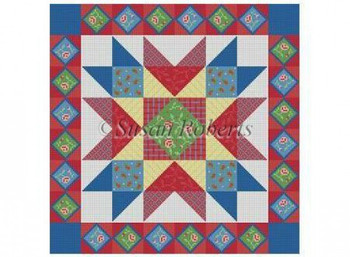 1612 Country French Star, quilt #13 Mesh 14" x 14" Susan Roberts Needlepoint