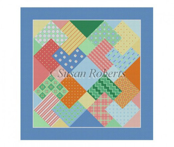 1637 Card Tricks Patchwork  #13 Mesh 14" x 14" Susan Roberts Needlepoint