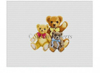 2305 Teddy Bear Hug, child seat  13 Mesh 16" x 12.5" Susan Roberts Needlepoint