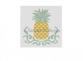 1040 Scroll Pineapple Susan Roberts Needlepoint 13 Mesh 10" x 10"