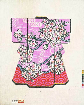 SPM338 Lee's Needle Arts Kimono, 8in Plum Blossoms 18 Mesh Retired