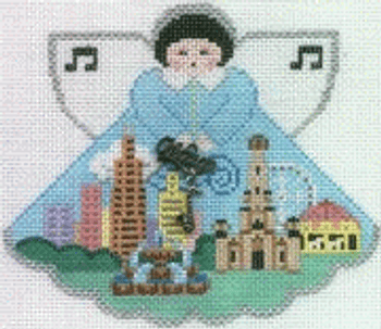 PP994BG Angel with charms: Chicago (cityscape) 18 Mesh  5.25x4.5 Painted Pony Designs