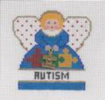 PP999BG Mini Angel Autism (Green) 18 Mesh 3 x 3  Painted Pony Designs