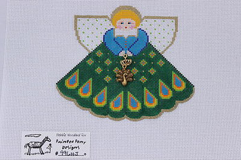 PP996HJ Angel With Charms Peacock (green) 5.25x4.5 18 Mesh  Painted Pony Designs