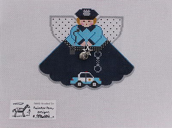 PP996HN Angel with charms: Policewoman (navy)5.25x4.5 18 Mesh Painted Pony Designs