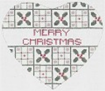 PT-451 M. Christmas w/ Holly HEART Designs by Petei 18 Mesh 8 x 8