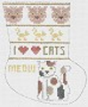 PT-357-CAT I Love Cats Designs by Petei 18 MESH Mini Stocking 4”
