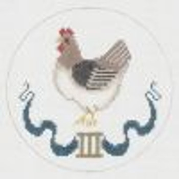 PT-523 French Hen Designs by Petei 18 Mesh 6½ x 6½