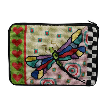 SZ590 Dragonfly Alice Peterson Stitch And Zip NEEDLEPOINT PURSE 