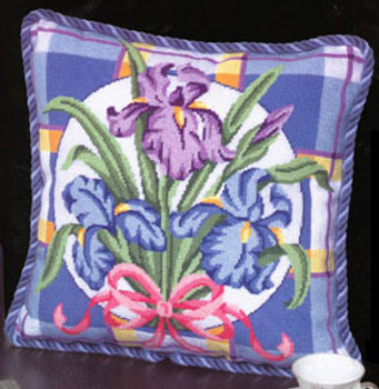 HOME CREATIONS6191 Iris On Plaid Alice Peterson HOME CREATIONS