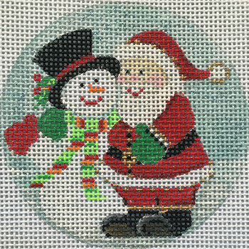 APX197 Snowman & Santa Ornament Alice Peterson 13 Mesh 4″ ROUND !