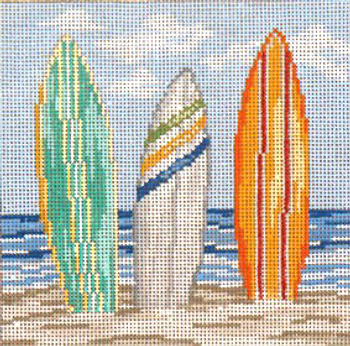 #169-13 Surf's Up 13 Mesh - 7" Square  Needle Crossings