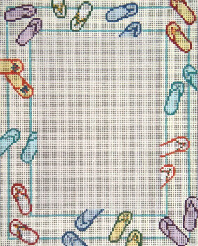 #5012 Flip Flop Frame 13 Mesh - 8" x 10 " Center opening - 5" x 7" may be used Horizontally or Vertically Needle Crossings Needle Crossings