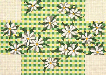 #230 Daisy Gingham Brick Cover 13 Mesh 14" x 10"  Needle Crossings