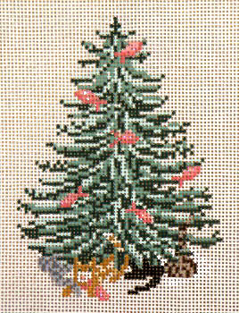#1766-13 Cats & Fish 13 Mesh - 5" x 6-1/4" Christmas Tree Needle Crossings