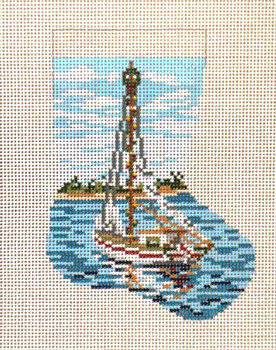 #1761-18 Sailboat Mini Stocking  18 Mesh 4-1/2" x 6-1/4" Needle Crossings
