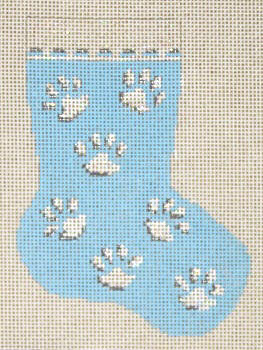 #1796 Blue Paw Print Mini Stocking 13 Mesh 4-1/2" x 6-1/4" Needle Crossings