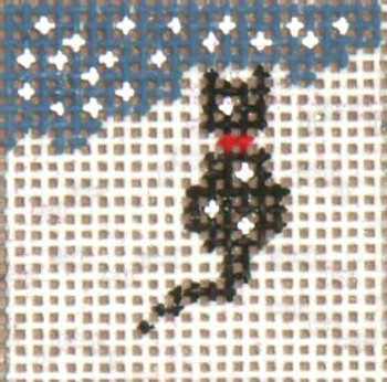 #1710 Mini Snow  Black Cat 18 Mesh Needle Crossings
