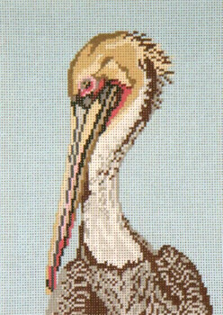 #1605 Brown Pelican Head 18 Mesh - 5" x 7"  Needle Crossings