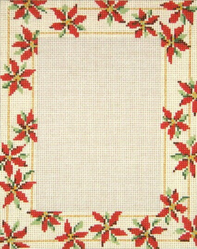 #5010 Poinsettia Frame 13 Mesh - 8" x 10" Photo Opening - 5" x 7" Frame may be used Horizontally or Vertically Needle Crossings