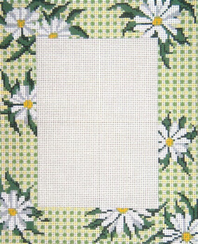 #5016 Daisy Gingham Frame 13 Mesh  8" x 10", Photo Opening - 5" x 7" Frame may be used Horizontally or Vertically Needle Crossings