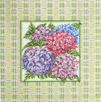 Blue Hydrangea 4 RD. Ornament HP 18 mesh Needlepoint Canvas by Needle  Crossings