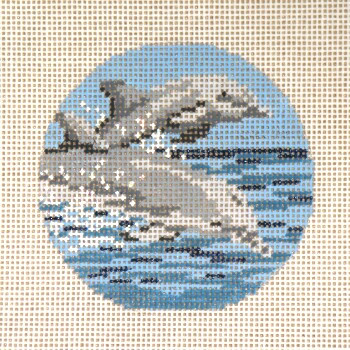 #354  Dolphins Ornament 18 Mesh - 3" Round Needle Crossings