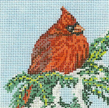 #1758 Cardinal  Ornament  18 Mesh - 3-1/2" Square  Needle Crossings